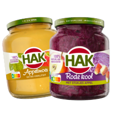 Alle Hak groenten, peulvruchten of appelmoes potjes